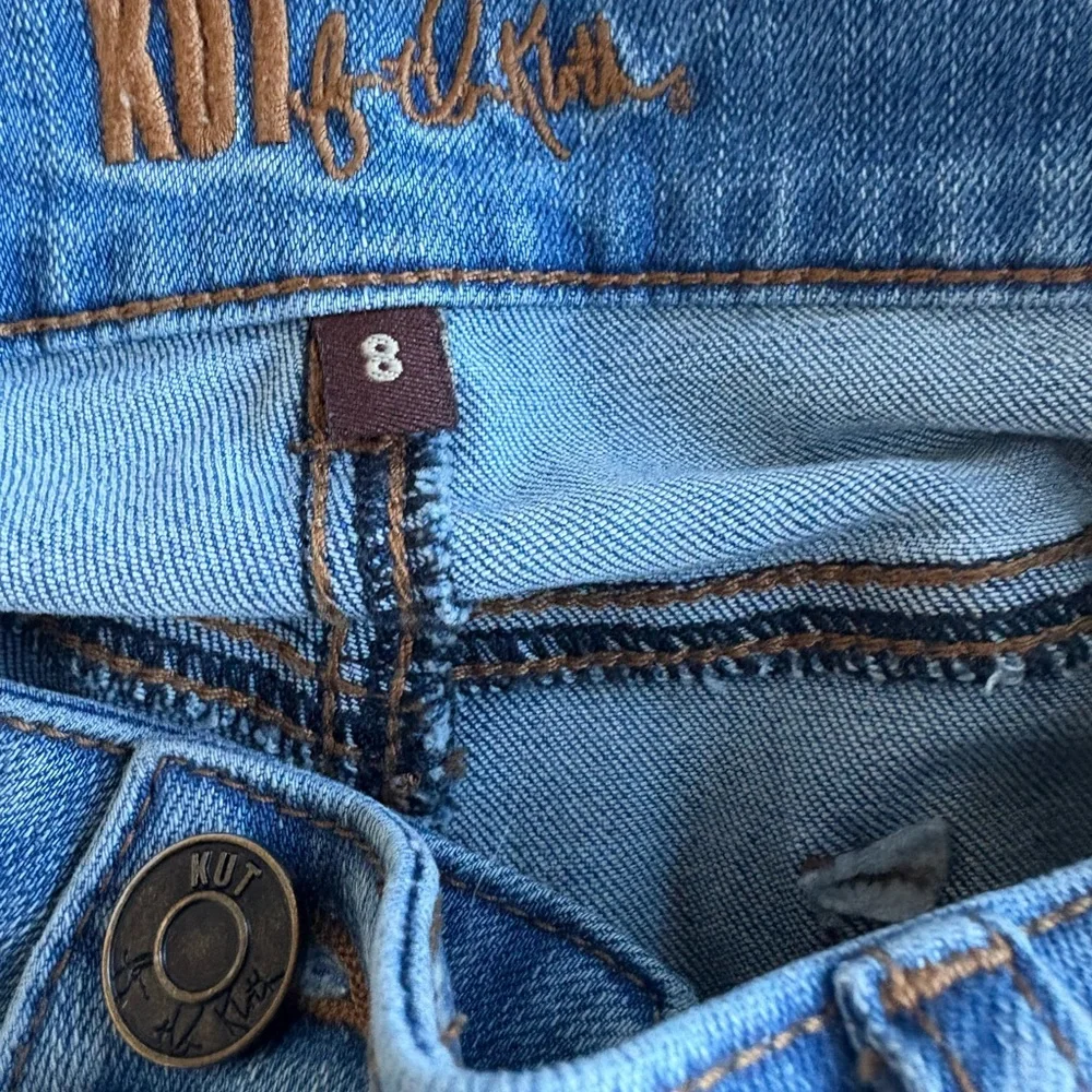 KUT from the Kloth Lucy High Rise Wide Leg Jeans Women’s 8 Blue Double Button - Picture 10 of 11